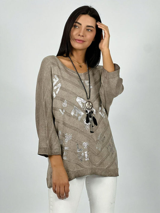 Sweater Hilo Diseño Costura en V