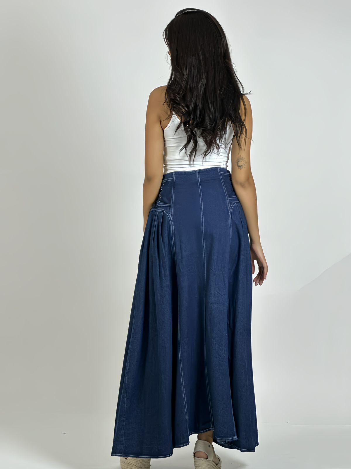Falda Larga Mezclilla Amarrada