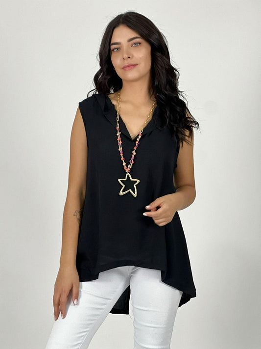 Blusa Viscosa con Capucha