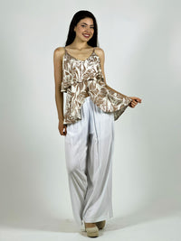 Blusa Con Vuelos Diseño Hojas