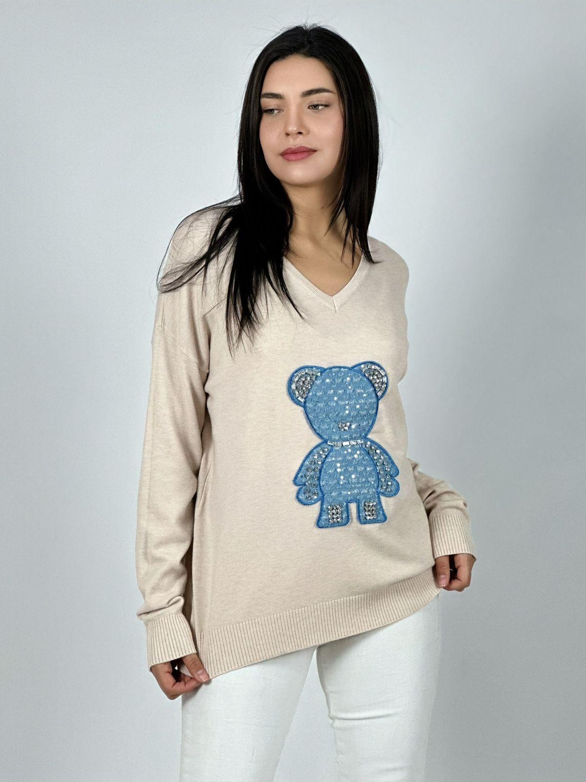 Sweater Spandex Diseño Osito Brillante