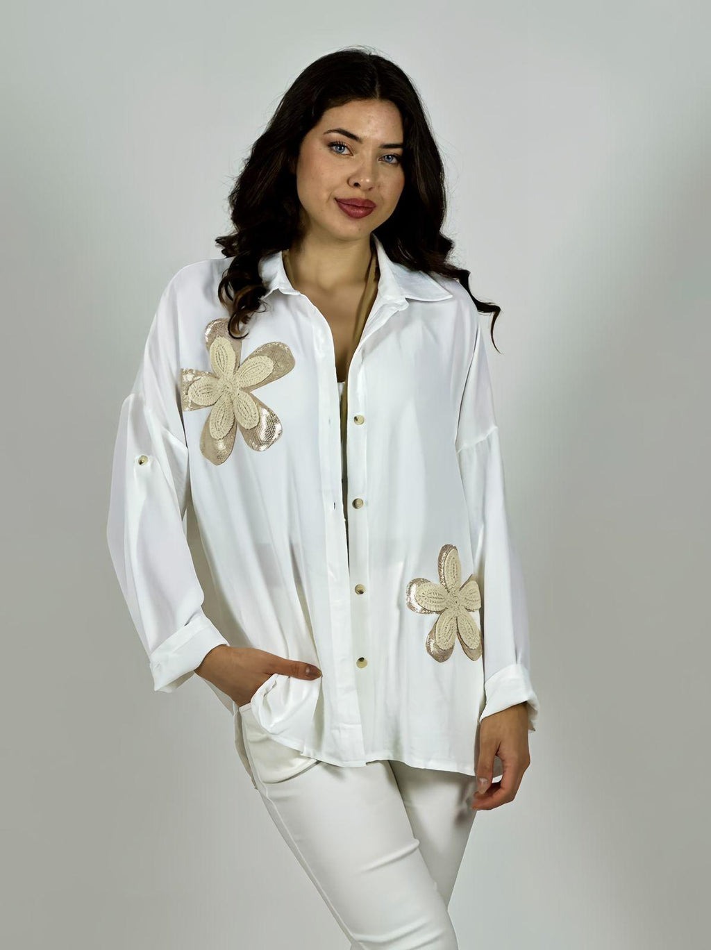 Blusa Flores Bordadas