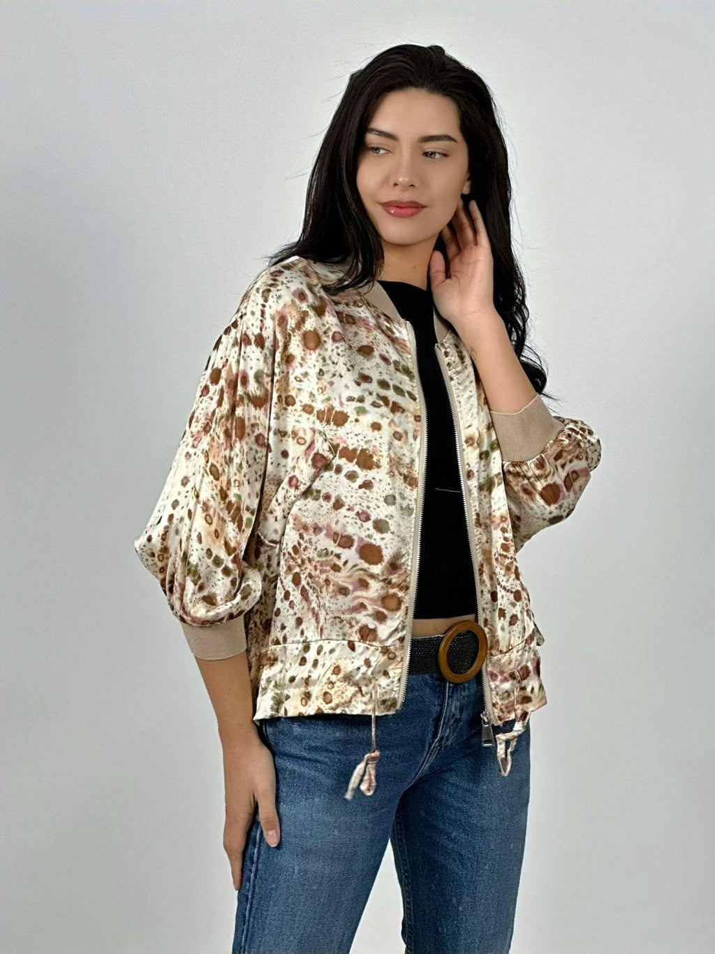 Bomber italiana Lino Manchas Difuminadas