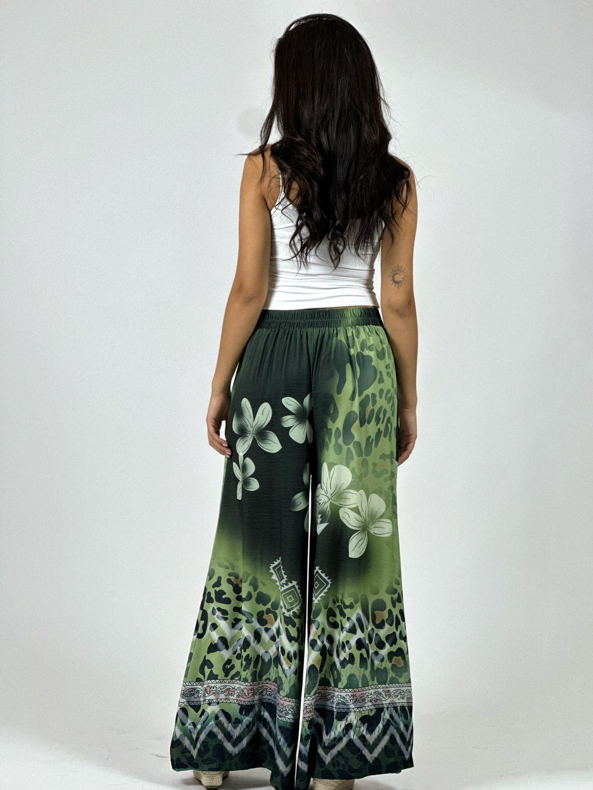 Palazzo Satin Boho Chic Print con Flores