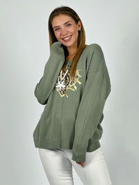 Sweater Corazón Lentejuelas Doradas