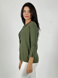 Sweater de lana mangas dobles y botones