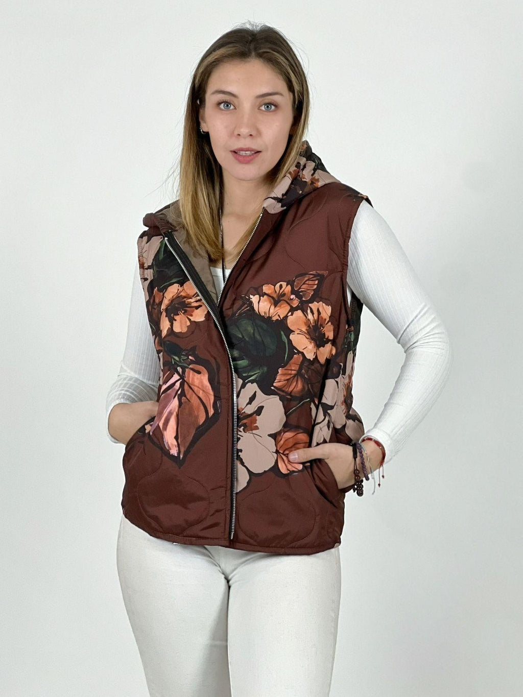 Parka Italiana Corta Estampado Flores