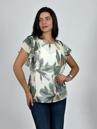 Blusa con Amarra Lirios Estampados