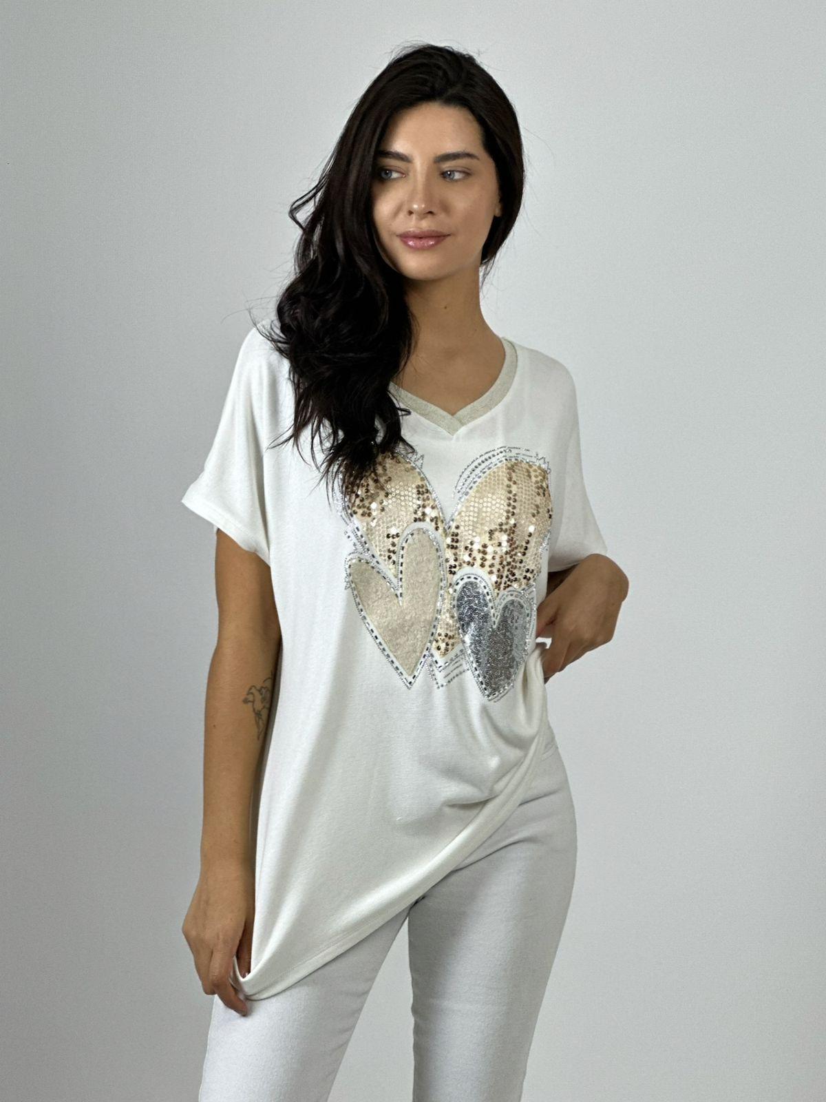 Polera Algodón Corazón Triple