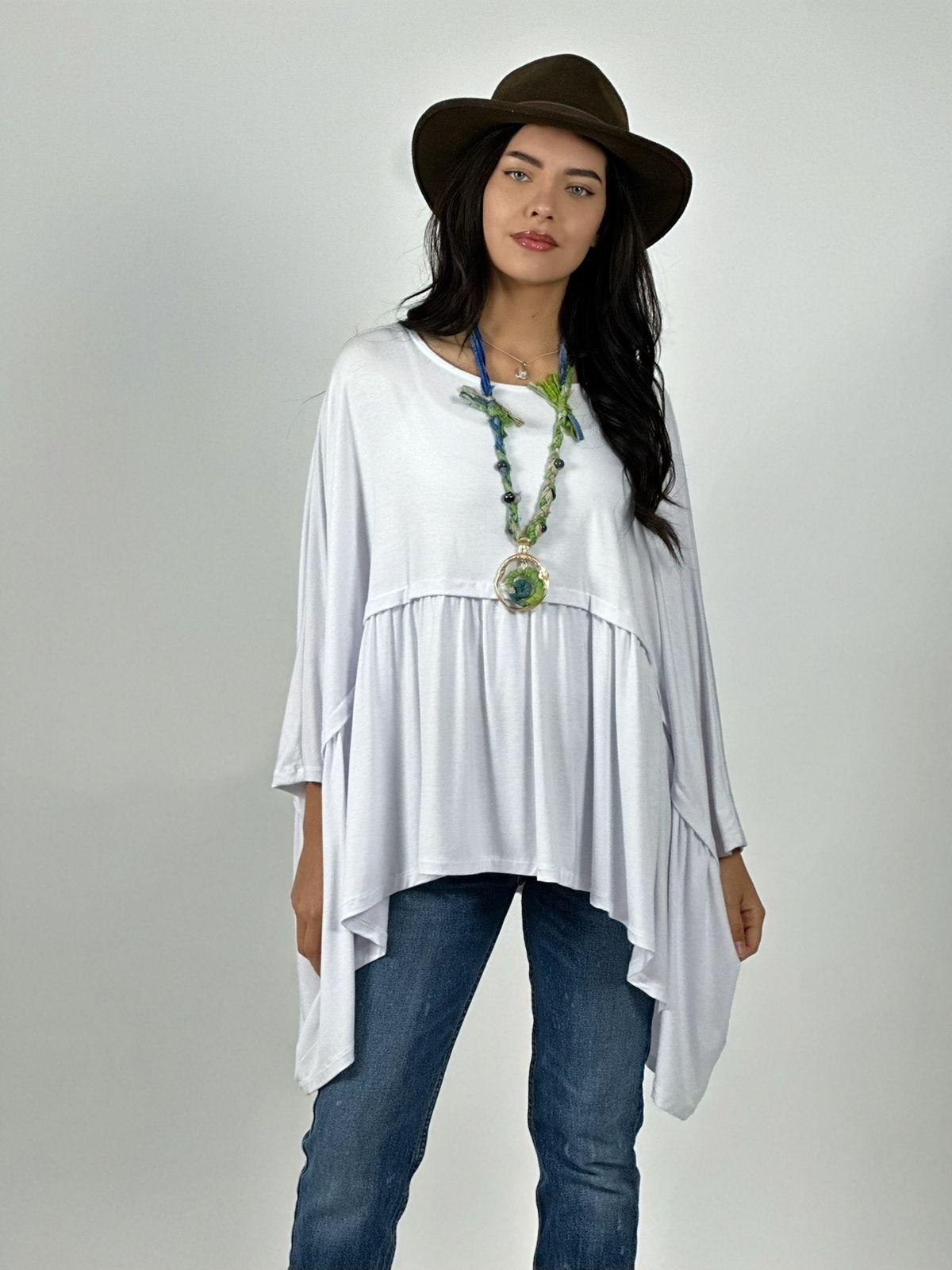 Polera Boho Holgada Costura Horizontal