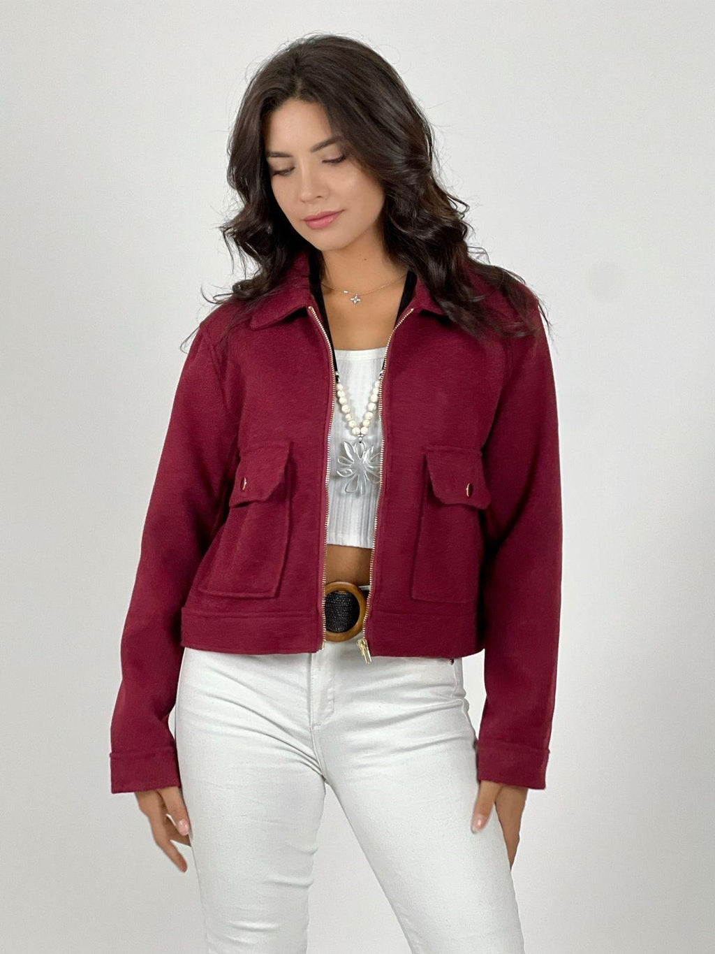 Chaqueta Paño Forrada Con Bolsillos