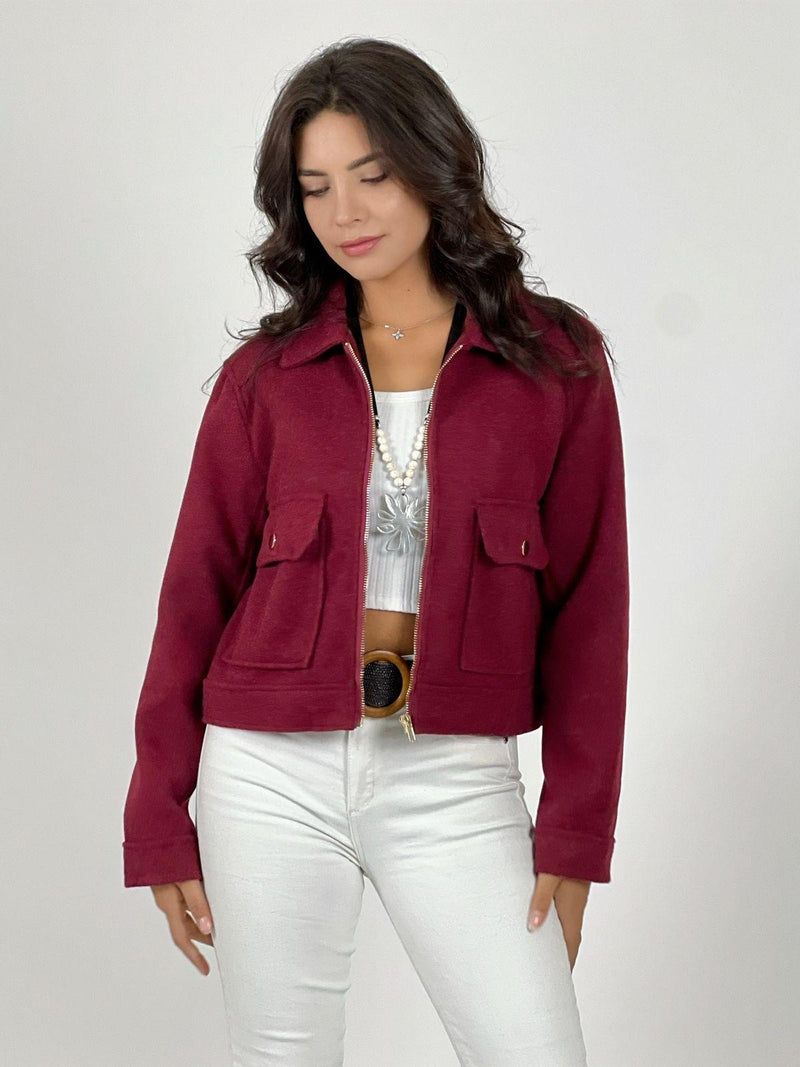 Chaqueta Paño Forrada Con Bolsillos