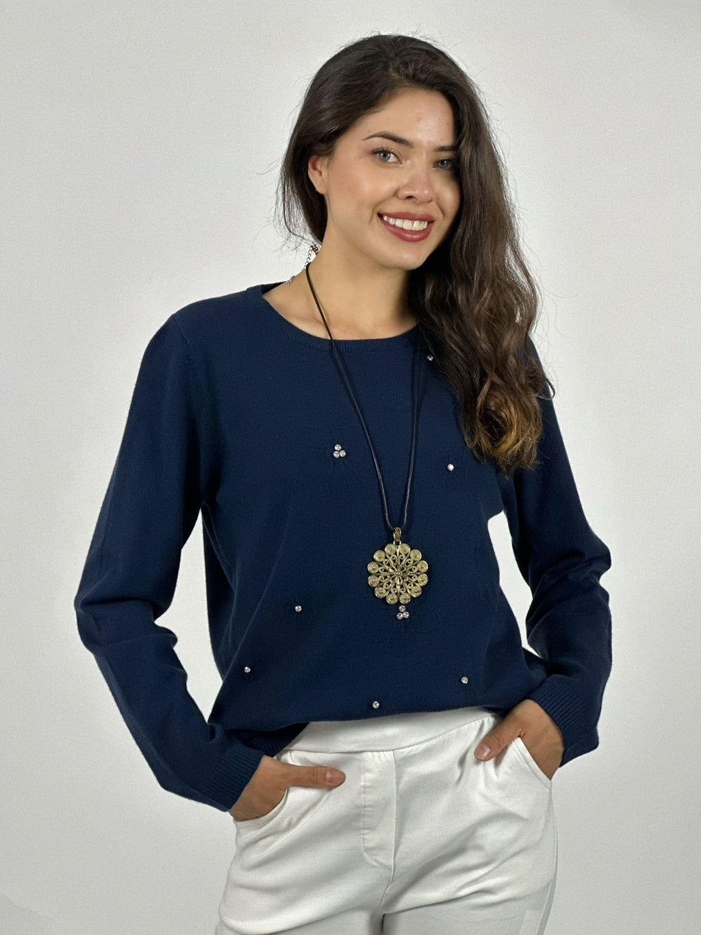 Sweater Spandex Flores y Diamantes