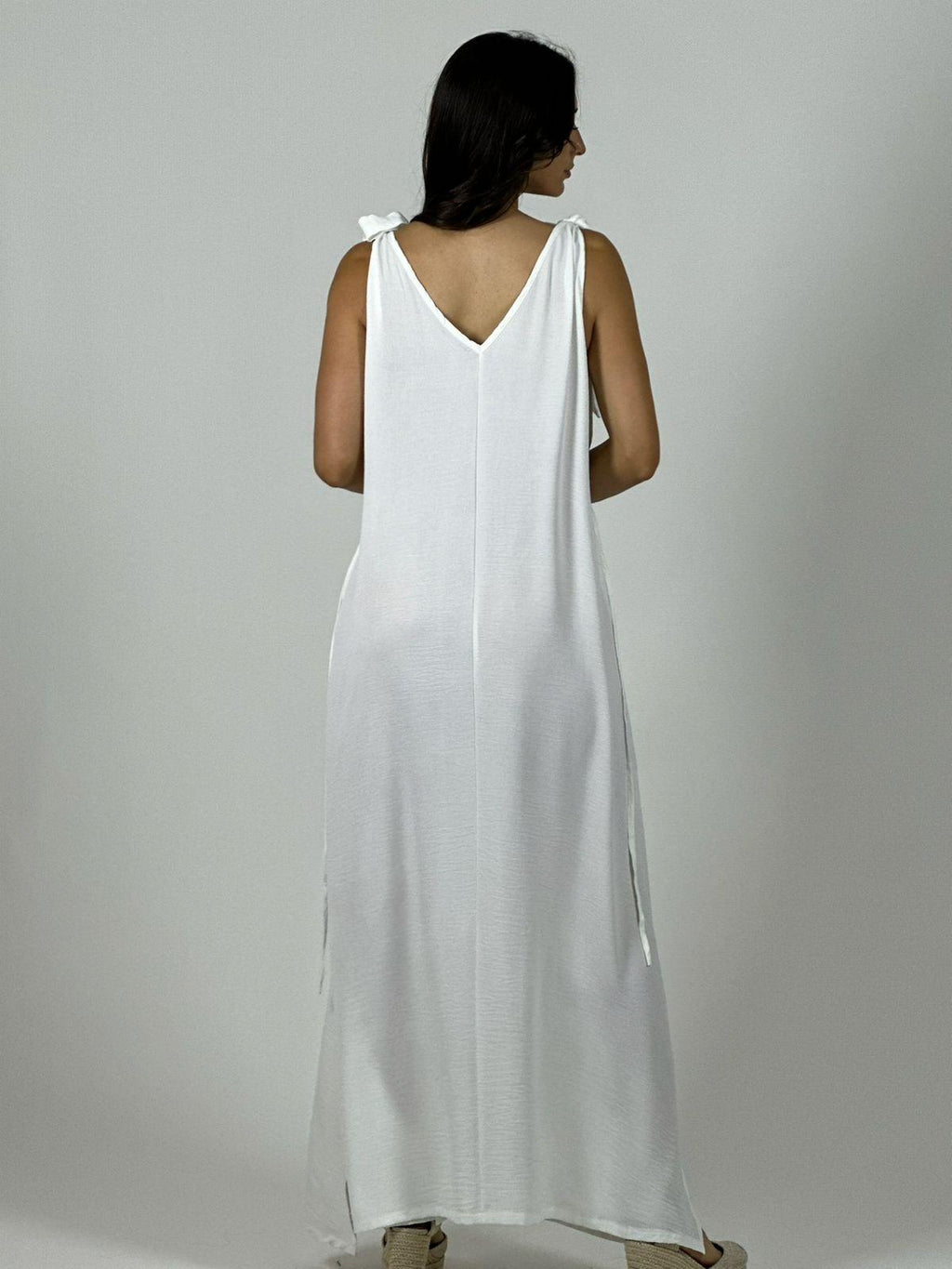 Vestido Lino Flor Brillos