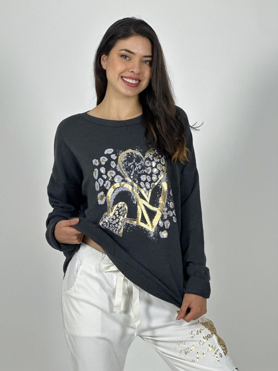 Polerón Italiano Triple Corazón Print