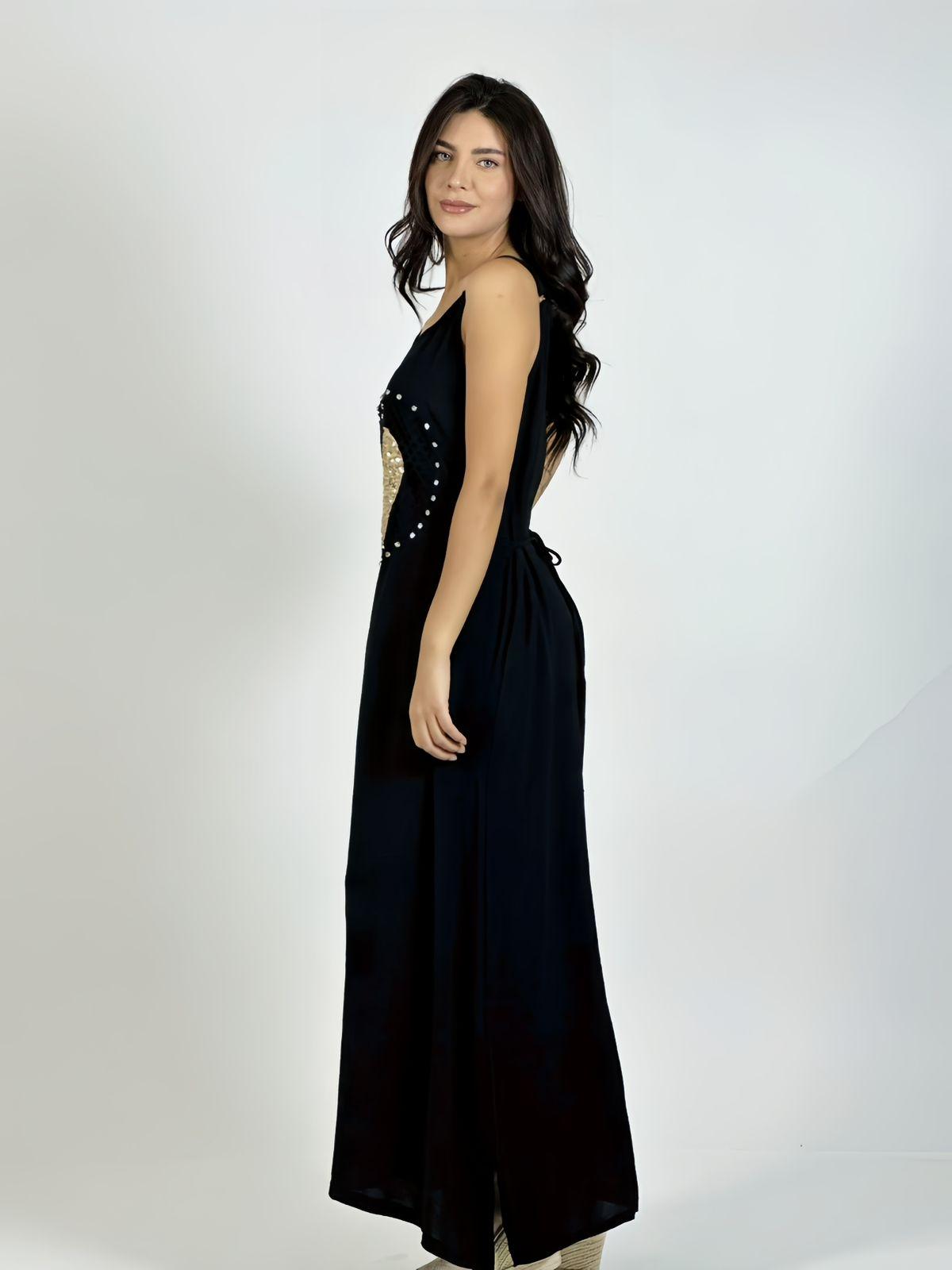 Vestido Lino Corazón Doble Tejido y Brillos