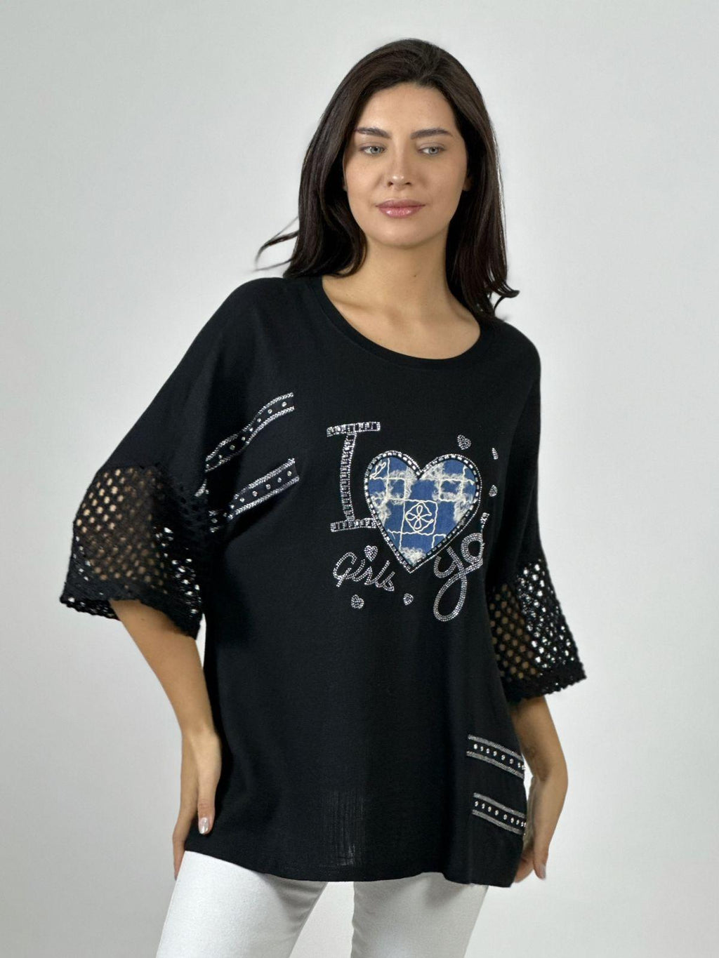 Polera Lino Mangas Tejidas Corazón