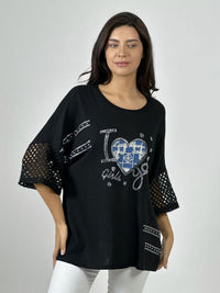 Polera Lino Mangas Tejidas Corazón