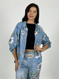 Blusa Italiana Lino Estampado Floral