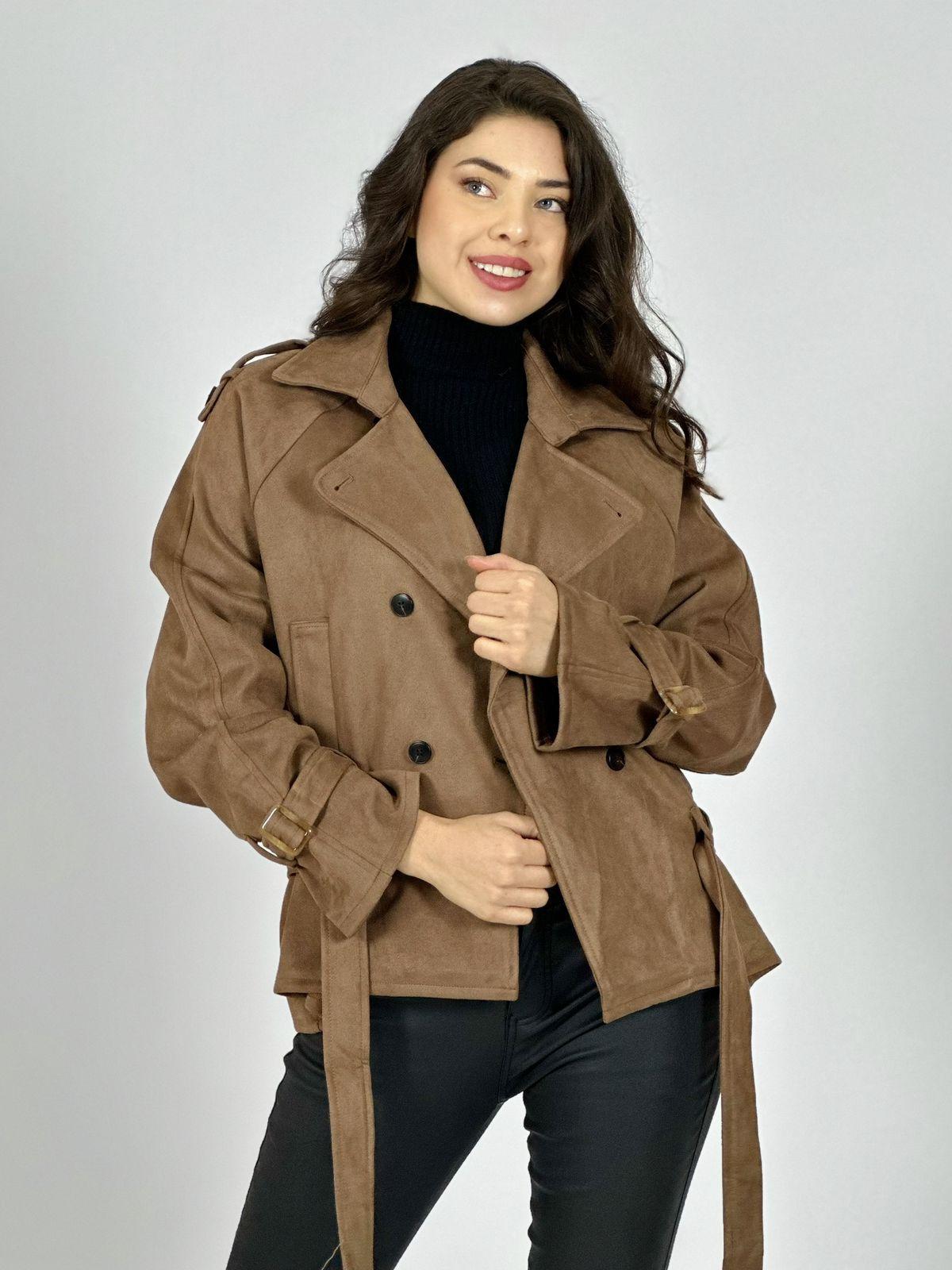 Chaqueta Gamuza 4 Botones con Cinturón