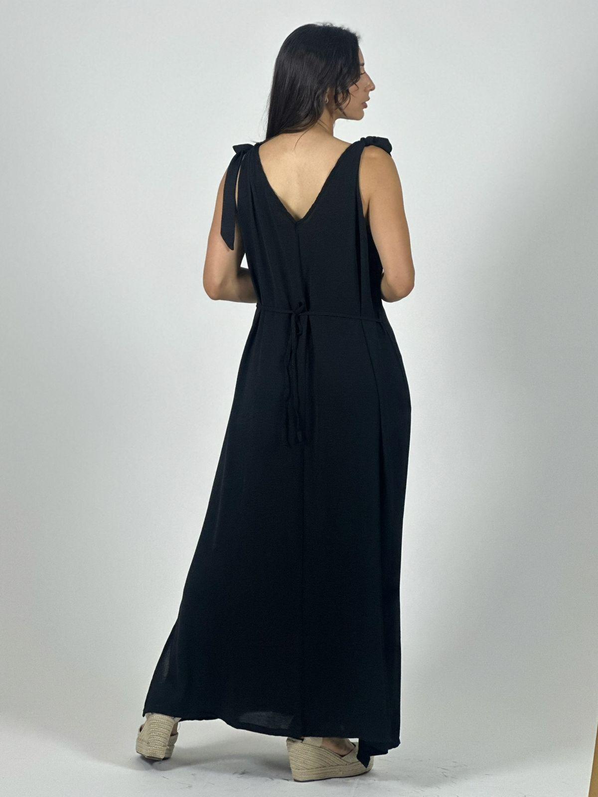 Vestido Lino Flor Brillos