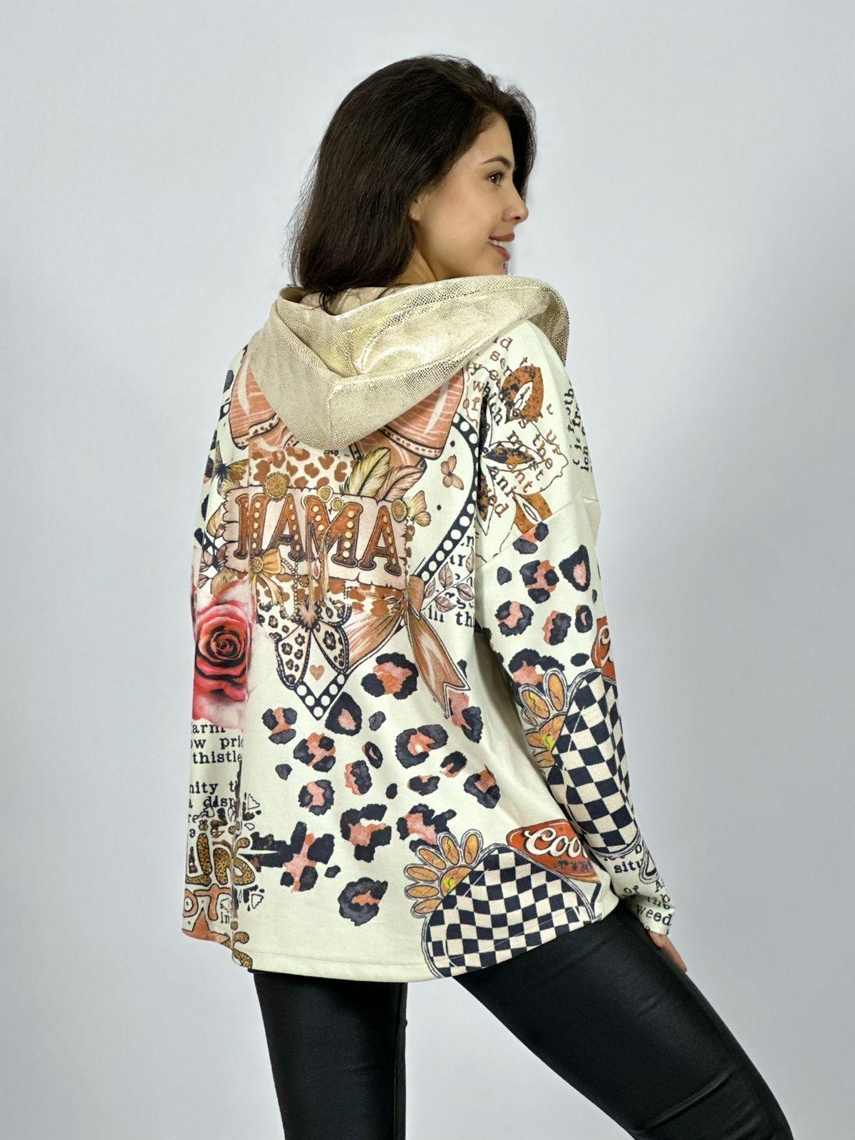 Polerón Gamuza Estampado Flores Print Mariposas