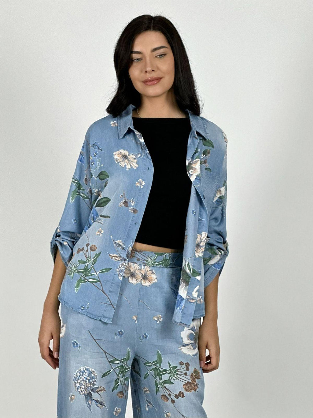 Blusa Italiana Lino Estampado Floral