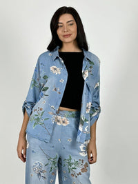 Blusa Italiana Lino Estampado Floral