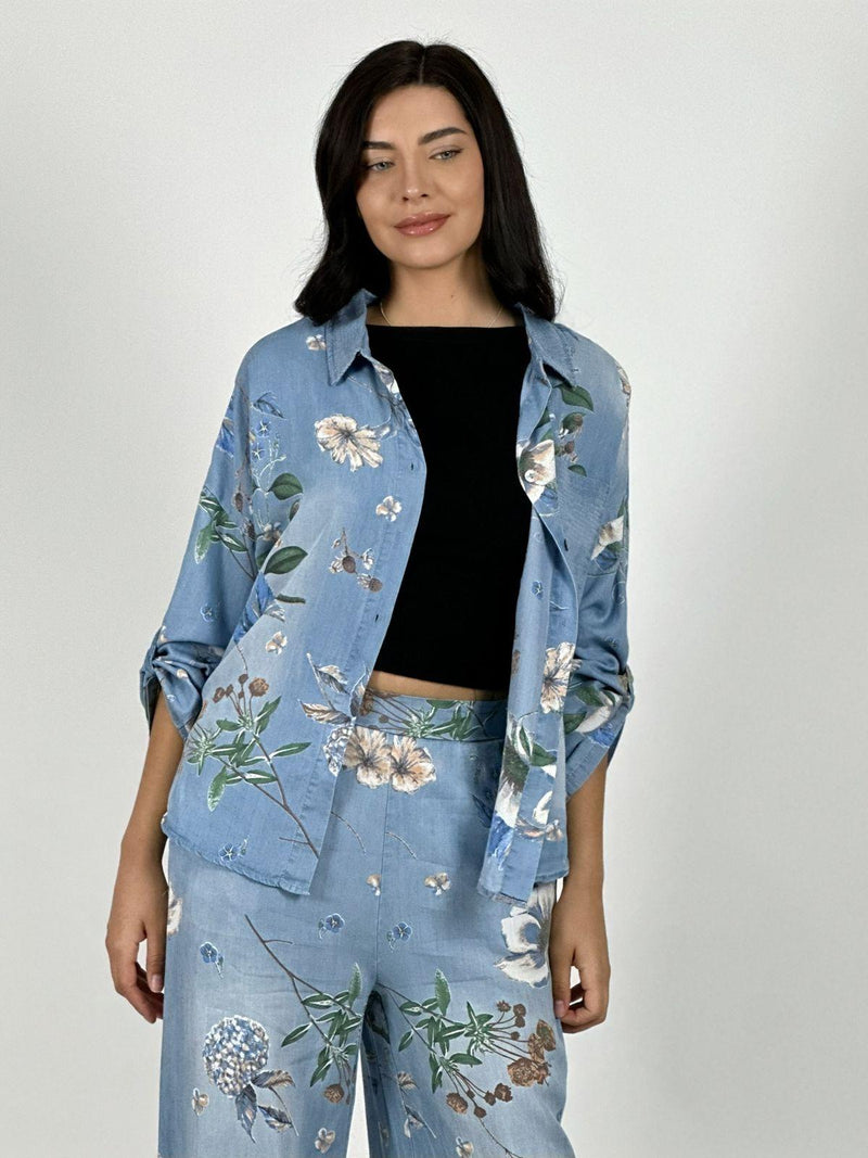 Blusa Italiana Lino Estampado Floral