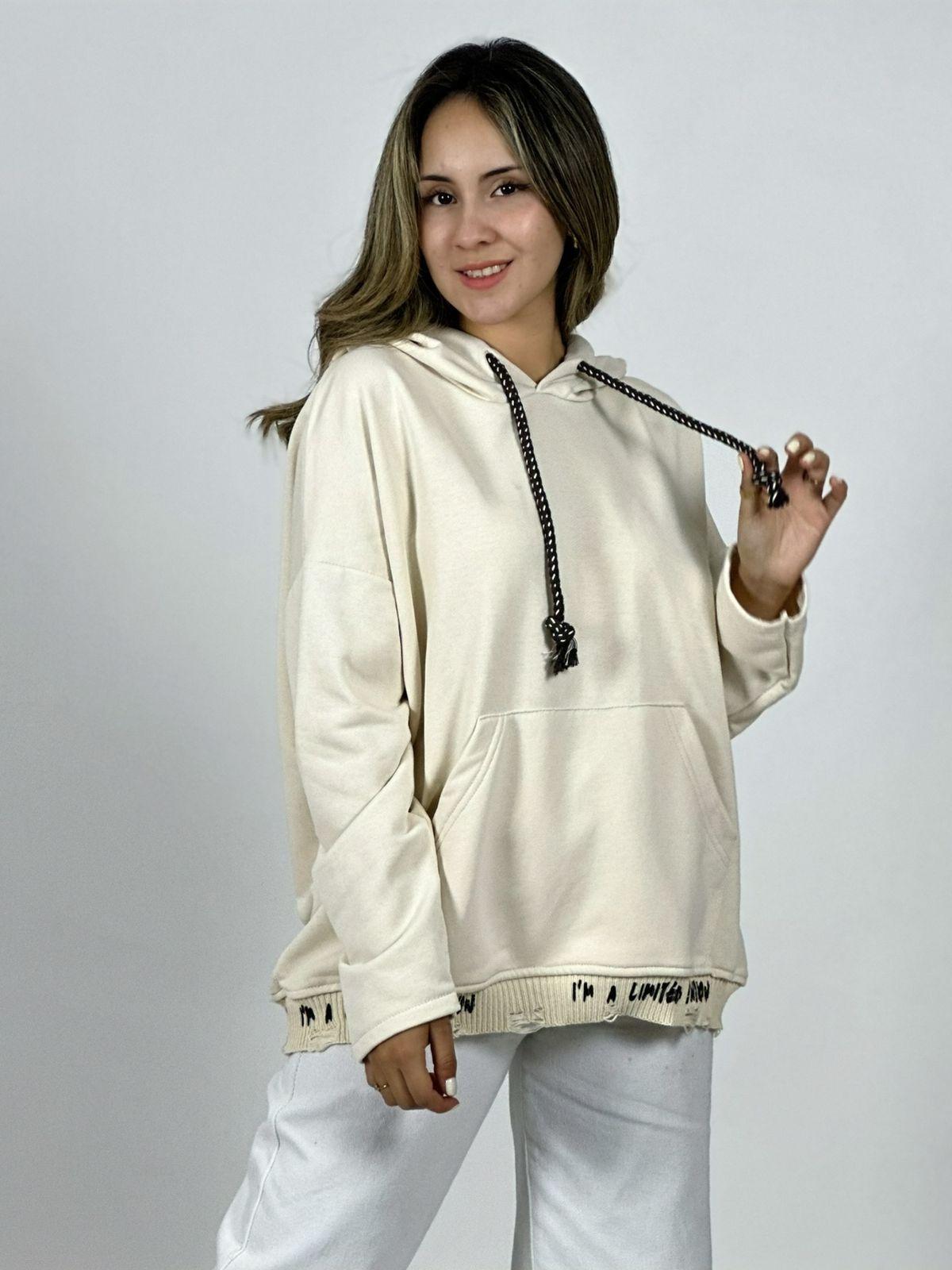 Polerón Italiano Algodón Afranelado Borde Letras