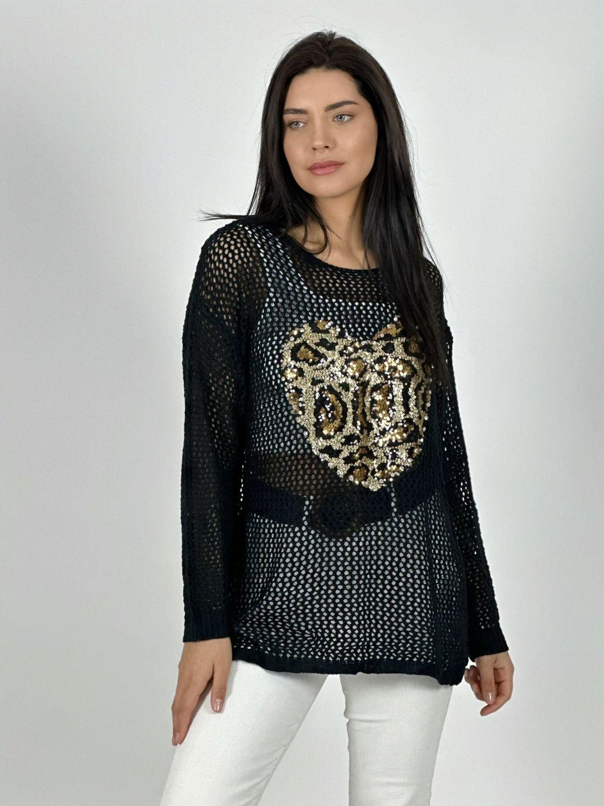 Polera Hilo Broderi Corazón Print