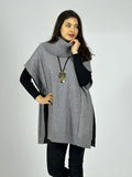 Sweater Tipo Poncho Lana Cuello Tortuga