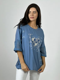 Polera Lino Mangas Tejidas Corazón