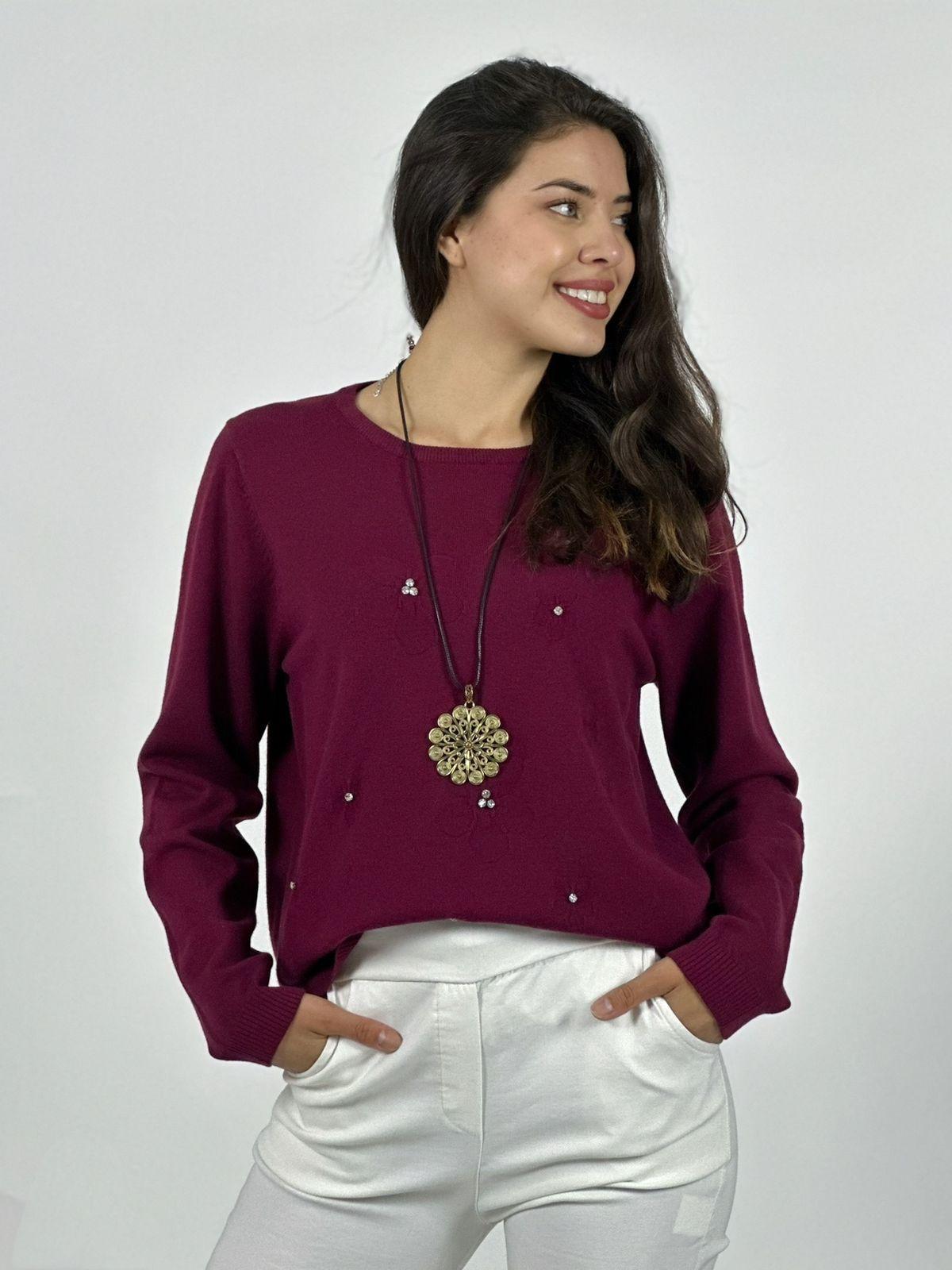 Sweater Spandex Flores y Diamantes
