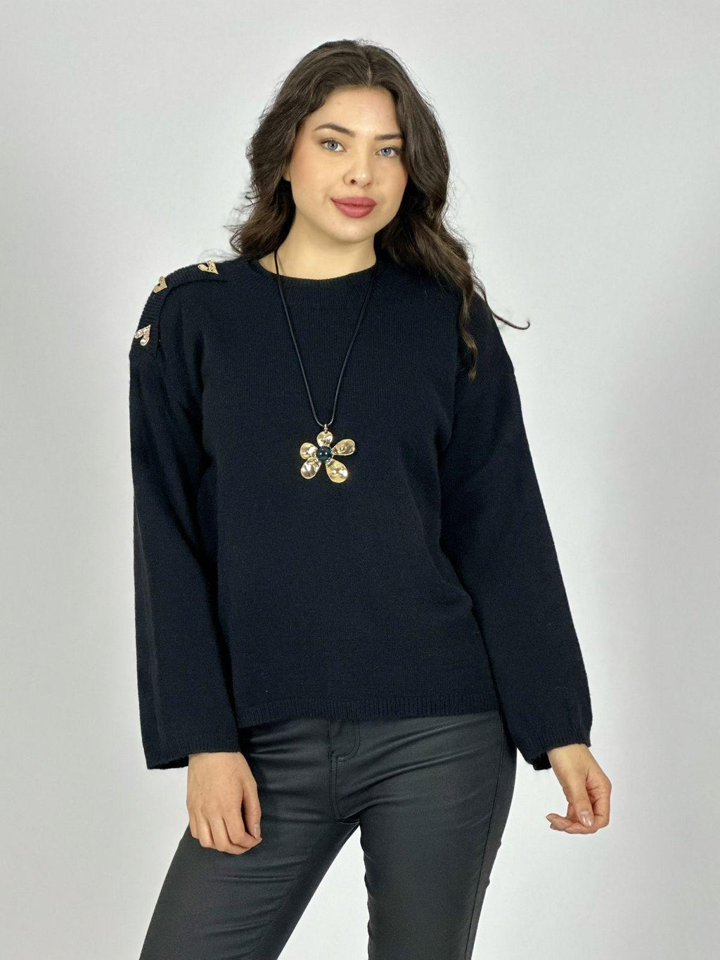 Sweater Lana Corazones Brillantes en Hombros