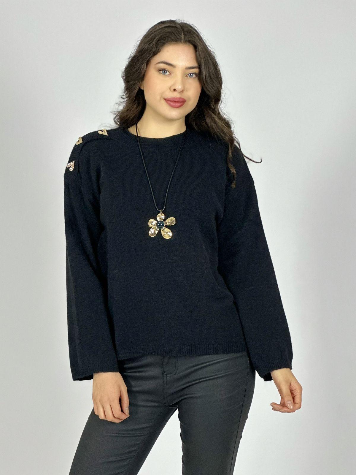 Sweater Lana Corazones Brillantes en Hombros