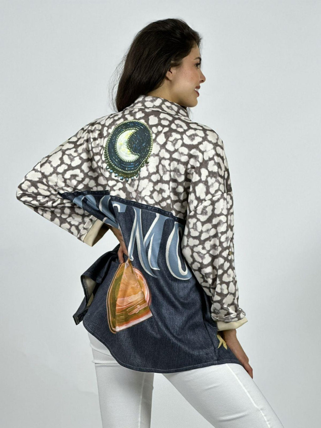 Chaqueta Gamuza Floral Luna Estrella y Corazones