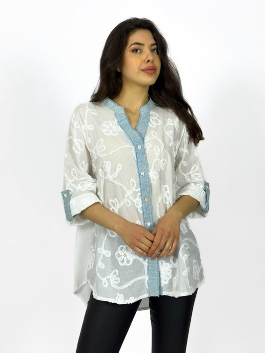 Blusa Viscosa Bordado Flores
