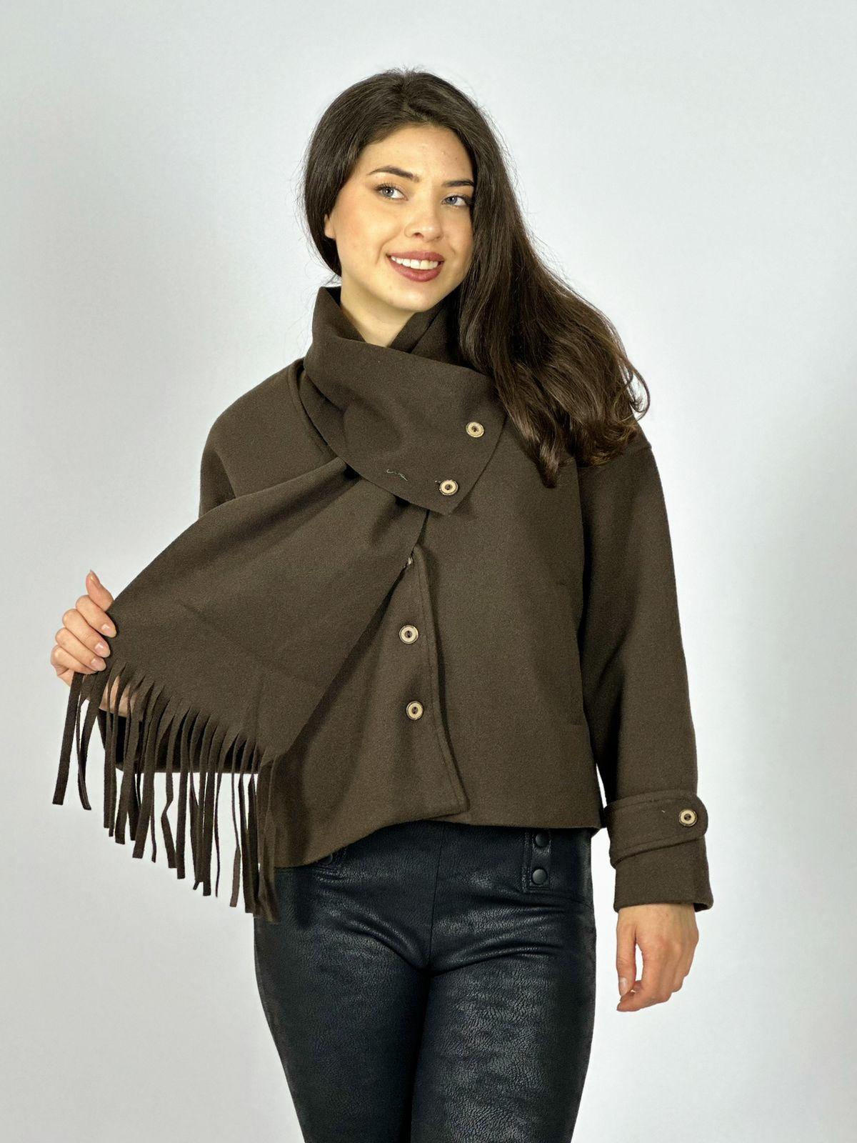 Chaqueta Paño con Bufanda Camel