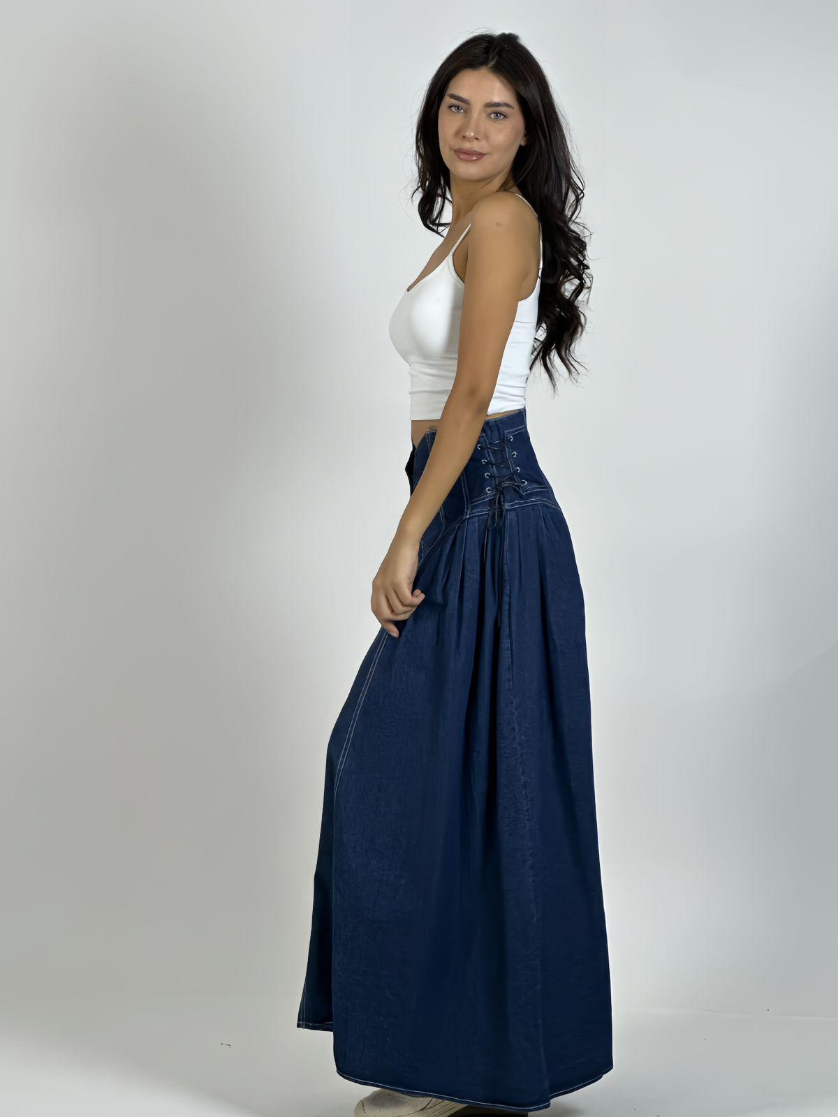 Falda Larga Mezclilla Amarrada