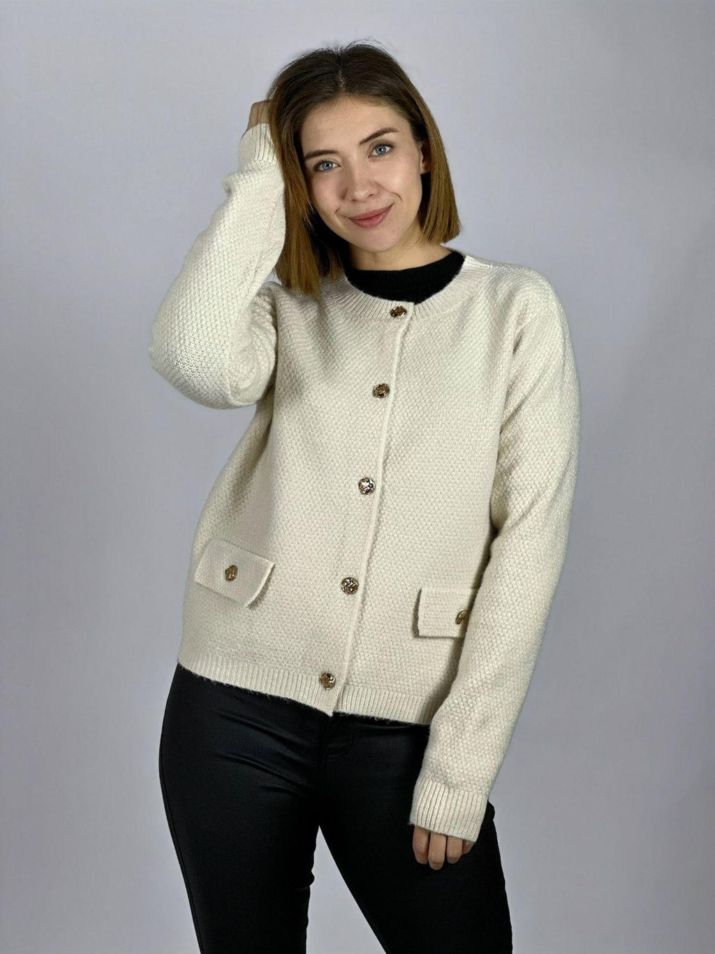 Sweater Tipo Blazer Paño Botones Dorados