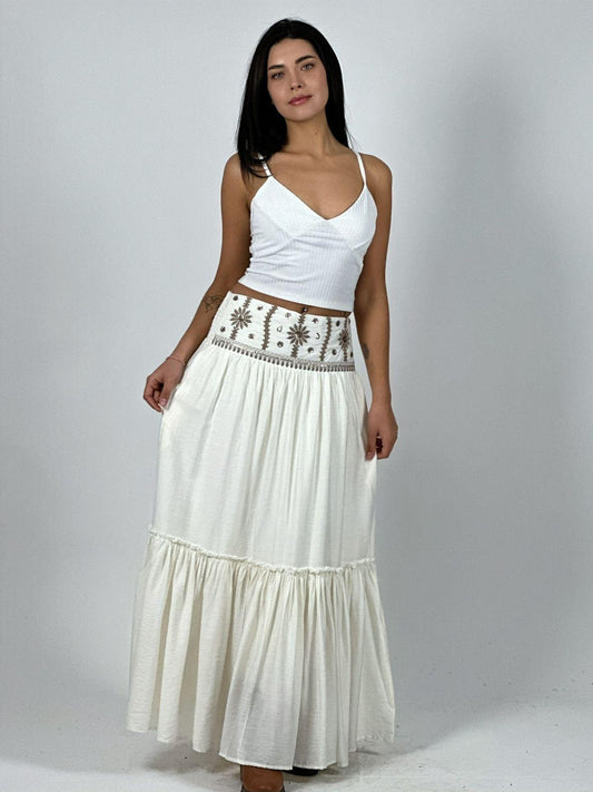 Falda Boho Chic Detalles Bordados