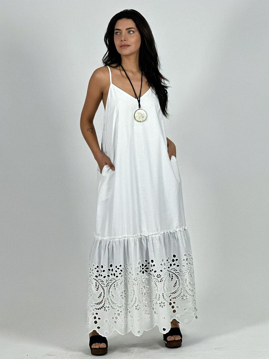 Vestido Gabardina de Tirantes Broderi