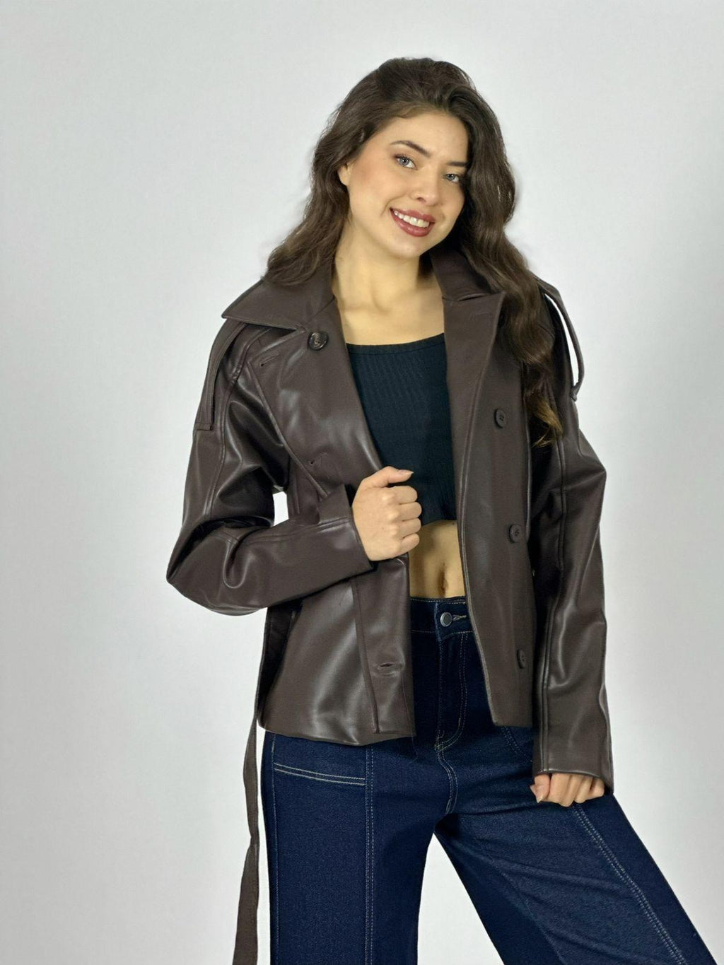 Chaqueta Ecocuero con Cinturón