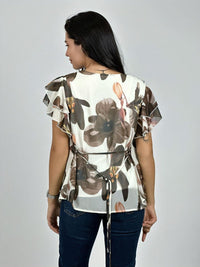 Blusa con Amarra Lirios Estampados