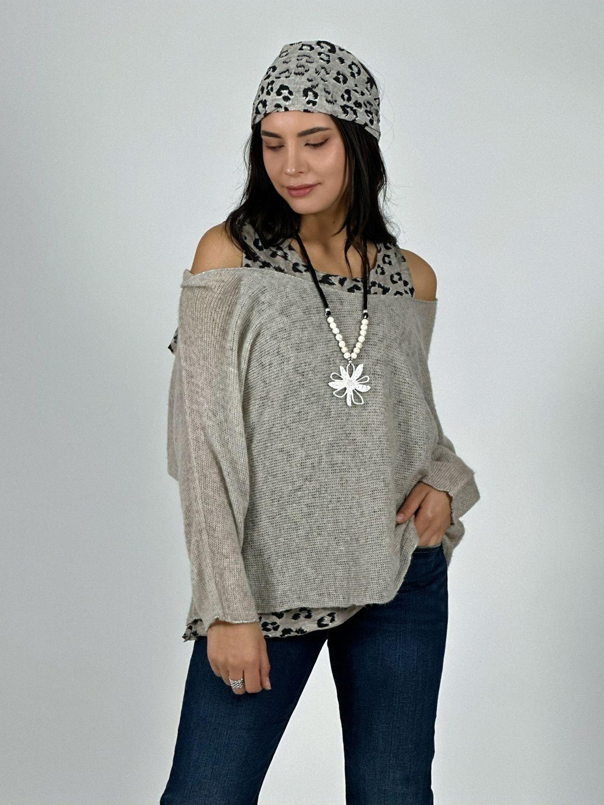 Polera Doble Italiana Con Lazo Print