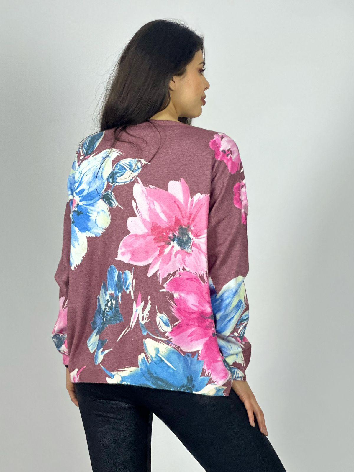 Sweater Spandex Estampado Floral con Brillo