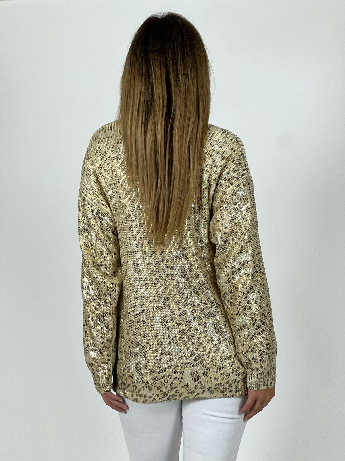 Sweater de Hilo Estampado Print con Brillos