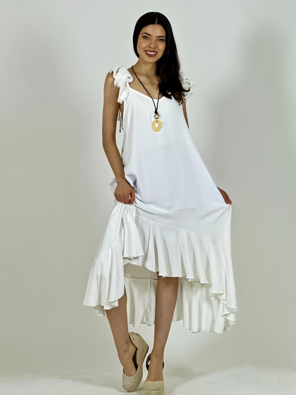 Vestido Cey Asimetrico Tiras con Vuelos