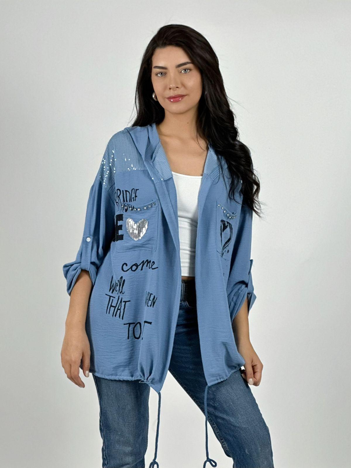 Blusa Crepé  Estampado Letras con Gorro